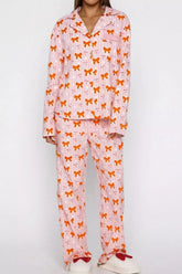 Hazel Blues® | Bow Print Top and Wide Leg Pants Lounge Set
