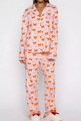 Hazel Blues® | Bow Print Top and Wide Leg Pants Lounge Set