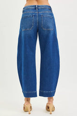 Hazel Blues® | RISEN Mid Rise Crop Barrel Jeans