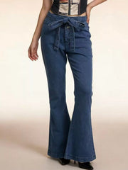 Hazel Blues® | Bow-Tie High-Waisted Flare Jeans