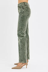 Hazel Blues® | RISEN Tummy Control Mid Rise Straight Leg Corduroy Pants