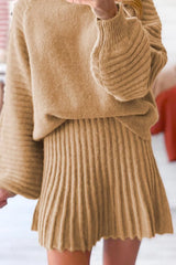 Hazel Blues® | Ribbed Knit Long Sleeve Top and Skirt Sweater Set