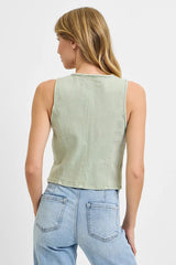 Hazel Blues® | RISEN V Neck Button Down Vest