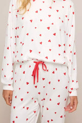 Hazel Blues® | Hearts Printed Long Sleeve Top Drawstring Pants Lounge Set