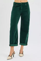 Hazel Blues® | RISEN High Rise Crop Barrel Cordurory Pants