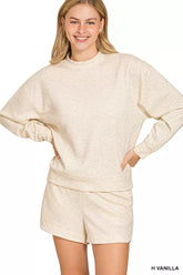 Hazel Blues® | Zenana Scuba Long Sleeve Sweatshirt and Shorts Set