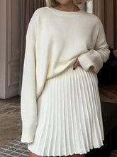 Hazel Blues® | Round Neck Top and Pleated Skirt Sweater Set