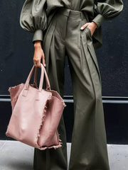 Hazel Blues® | Lantern Sleeve Shirt and Wide Leg Pants Set
