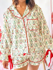 Hazel Blues® | Nutcracker Print Long Sleeve Top and Shorts Lounge Set