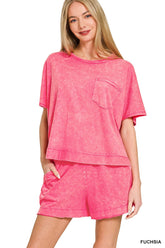Hazel Blues® | Zenana Acid Washed Oversized Top & Shorts Set