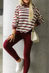 Hazel Blues® | Striped Long Sleeve Hoodie & Leggings Set