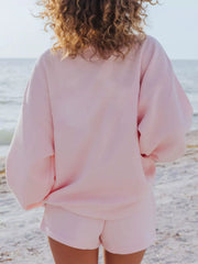 Hazel Blues® | Relaxed Fit Round Neck Sweatshirt and Shorts Set