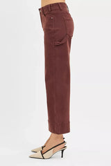 Hazel Blues® | RISEN Tummy Control High Rise Crop Wide No Waist Band Pants