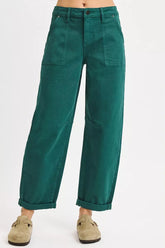 Hazel Blues® | RISEN High Rise Ankle Cuffed Barrel Pants