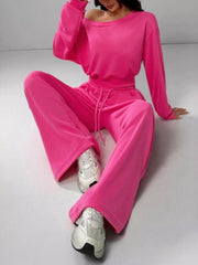 Hazel Blues® | Boat Neck Long Sleeve Top and Pants Set