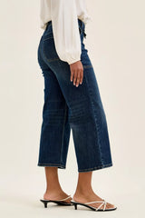 Hazel Blues® | Judy Blue High Waist Wide Crop Utility Jeans with Patch Pocket