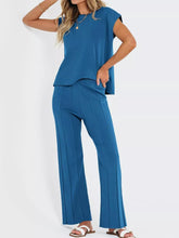 Hazel Blues® | Casual Solid Color Cap Sleeve Top and Pants Knit Set