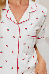 Hazel Blues® | Cheery Print Collared Neck Top and Shorts Lounge Set