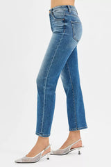 Hazel Blues® | RISEN Tummy Control High Rise Crop Straight Jeans