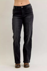 Hazel Blues® | Judy Blue Mid Rise Straight Western Seam Detail Jeans