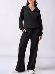 Hazel Blues® | Relaxed Fit Quarter-Zip Top and Pants Set