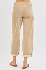 Hazel Blues® | RISEN High Rise Crop Barrel Cordurory Pants
