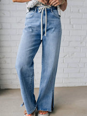 Hazel Blues® | Slit Wide Leg Jeans