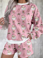 Hazel Blues® | Christmas Santa Print Round Neck Top and Shorts Lounge Set