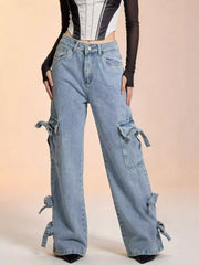 Hazel Blues® | Bow Wide Leg Jeans