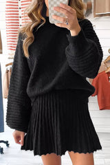 Hazel Blues® | Round Neck Top and Skirt Sweater Set