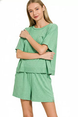 Hazel Blues® | Zenana Exposed Seam Boxy Top & Shorts Set