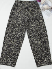 Hazel Blues® | Leopard Print High Waist Barrel Jeans