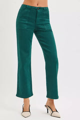Hazel Blues® | RISEN High Rise Ankle Flare Patch Pocket Jeans