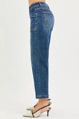 Hazel Blues® | RISEN Slouchy Cropped Baggy Jeans with Front Patch Pocket