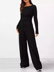 Hazel Blues® | Long Sleeve Top and Wide Leg Pants Set