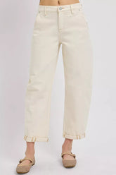 Hazel Blues® | RISEN High Rise Relaxed Barrel Cuffed Jeans