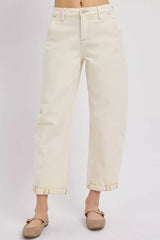 Hazel Blues® | RISEN High Rise Relaxed Barrel Cuffed Jeans