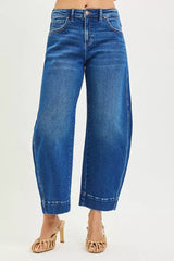 Hazel Blues® | RISEN Mid Rise Crop Barrel Jeans