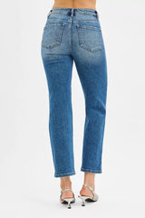 Hazel Blues® | RISEN Tummy Control High Rise Crop Straight Jeans