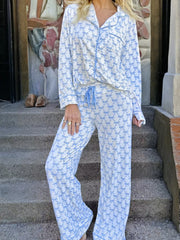 Hazel Blues® | Bow Print Long Sleeve Shirt and Pants Pajama Set