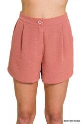 Hazel Blues® | Zenana Woven Airflow Back Elastic Waist Shorts