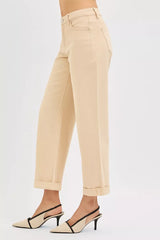 Hazel Blues® | RISEN Tummy Control Mid Rise Ankle Barrel Relaxed Baggy