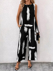 Hazel Blues® | Abstract Print Sleeveless Top & Wide Leg Pants Set