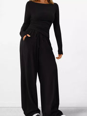 Hazel Blues® | Long Sleeve Top and Wide Leg Pants Set