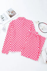 Hazel Blues® | Checkered Button Up Top and Pants Lounge Set