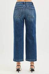 Hazel Blues® | RISEN Slouchy Cropped Baggy Jeans with Front Patch Pocket