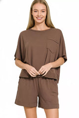 Hazel Blues® | Zenana Exposed Seam Boxy Top & Shorts Set