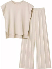 Hazel Blues® | Casual Solid Color Cap Sleeve Top and Pants Knit Set
