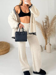 Hazel Blues® | Button Up V-Neck Cardigan and Pants Sweater Set