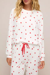 Hazel Blues® | Hearts Printed Long Sleeve Top Drawstring Pants Lounge Set
